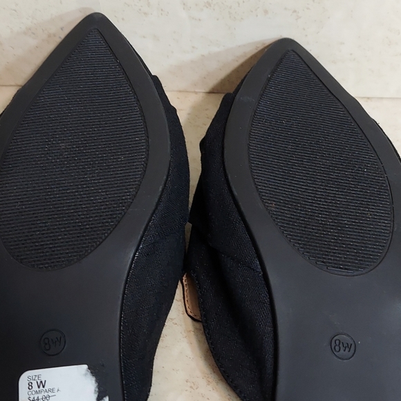 C. Comfort Flat Pointed Toe Mules Slip-Ons Linen Look Black size 6 Wide - Picture 7 of 11